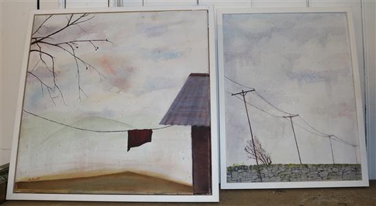 2 paintings by A Scott Before Winter has wained & Gold in the Air